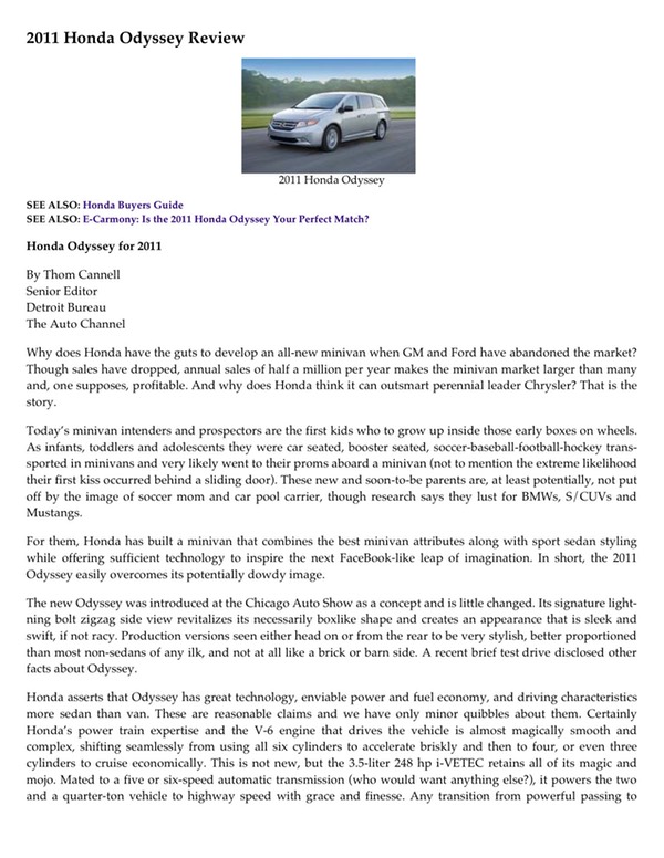 2011 Honda Odyssey Review
